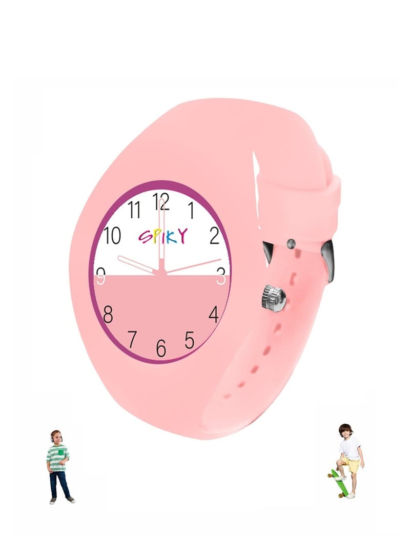 SPIKY Round Casual Analog Watch for Kids- Girl -Pink Color - Image 1